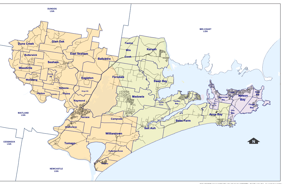 Delivery area map showing suburbs and ward boundaries